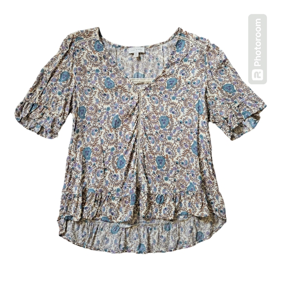 Lucky Brand paisley boho peasant blouse - Picture 1 of 7
